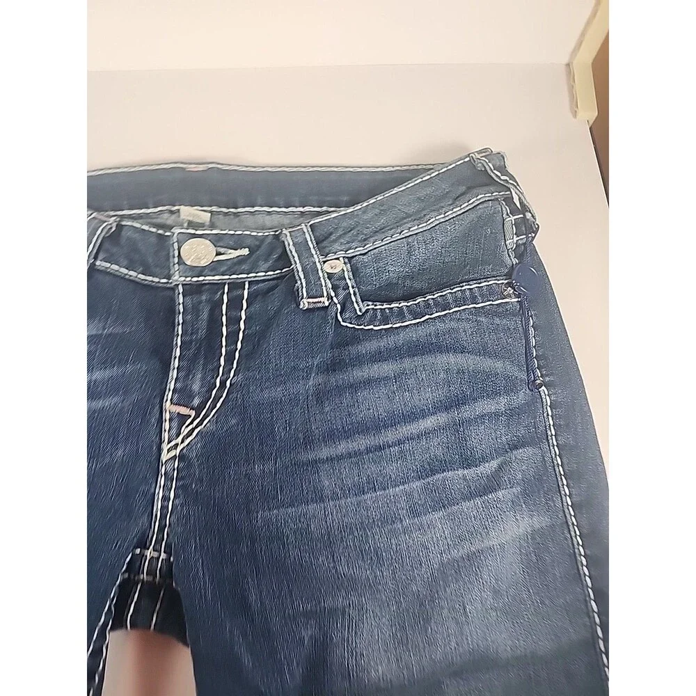 True Religion Shorts Women's 30 Pink Knee Length Roll Cuff Low Rise Blue Jean